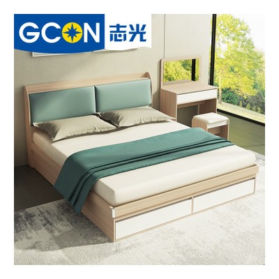 北欧多功能储物双人床现代简约1.8米床卧室家具组合箱床软包靠背