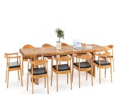 中式实木整板会议桌 公司职员多人培训洽谈桌 大型大气办公室茶桌
