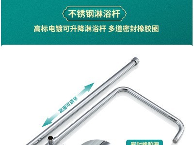 法奥 全铜龙头淋浴花洒套装 明装三出水可升降增压花洒喷头套装图2