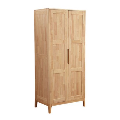 北欧实木衣柜衣橱日式储物柜卧室简约现代推拉两门衣帽柜