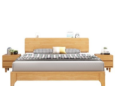 北欧实木床1.8米双人1.5米日式储物床1.2m现代简约卧室原木家具
