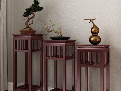 新中式实木花架室内客厅阳台置物架花几装饰架落地盆景花盆架边柜