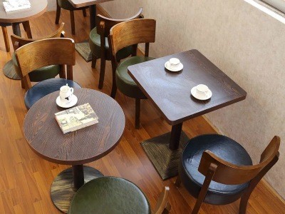 定制复古咖啡厅餐桌椅 甜品店奶茶店快餐店饮品店桌椅 休闲餐椅图2