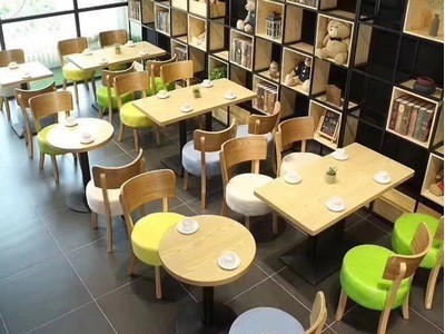 定制复古咖啡厅餐桌椅 甜品店奶茶店快餐店饮品店桌椅 休闲餐椅图3
