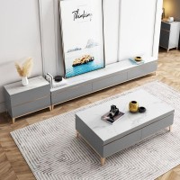 岩板茶几电视柜组合意式小户型轻奢北欧简约客厅2020新款家用茶桌
