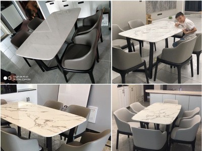 大理石餐桌椅组合餐台饭桌家用小户型长方形桌子北欧餐桌现代简约