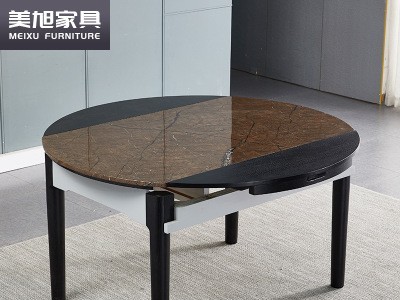 大理石折叠桌面工艺实木餐桌 现代简约白蜡木框架餐桌椅加工定制图3