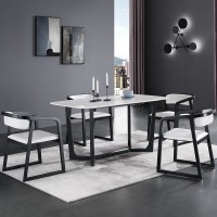 北欧实木大理石餐桌椅组合现代简约长方形家用吃饭桌餐厅家具