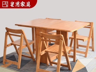 全实木餐桌椅组合小户型现代简约餐桌橡胶木饭桌多功能折叠餐桌
