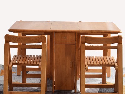 全实木餐桌椅组合小户型现代简约餐桌橡胶木饭桌多功能折叠餐桌图3
