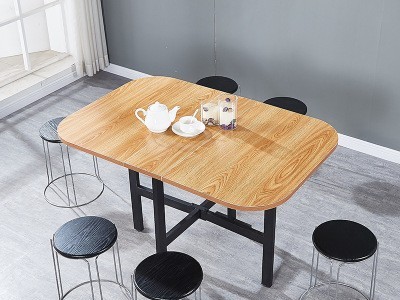 简易伸缩型长条桌家用小户型餐桌出租房折叠吃饭桌子三折桌图2