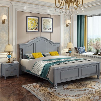 美式实木床1.8米双人床现代简约欧式轻奢1.5米白色高箱储物床婚床