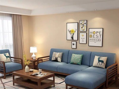 北欧全实木沙发小户型1+2+3现代简约组合客厅新中式布艺沙发整装