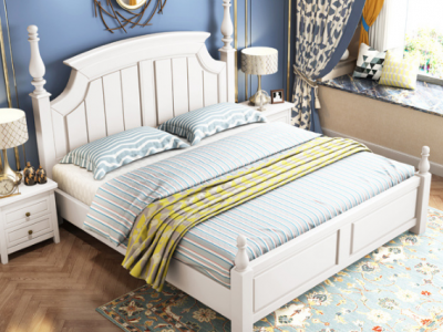 美式实木床1.8米轻奢双人床现代简约欧式1.5米白色公主床主卧婚床