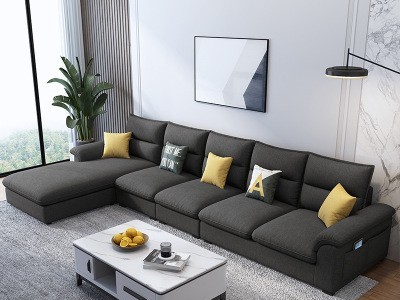 布艺沙发大小户型客厅组合整装现代简约可拆洗乳胶沙发布沙发实木