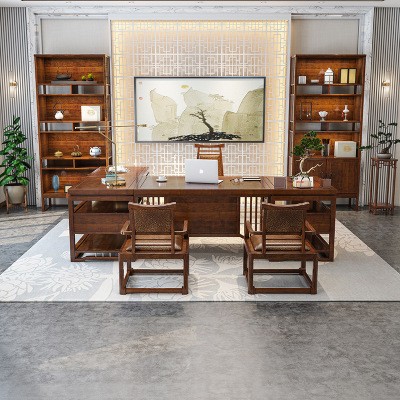 新中式实木办公桌椅组合老板桌大班台大气现代简约办公室家具定制