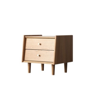 北欧白橡木INS床头柜日式简约纯实木二斗柜小户型卧室储物小柜子