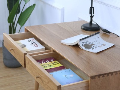 实木书桌北欧简约白橡木书房书桌日式小户型家用写字桌椅组合
