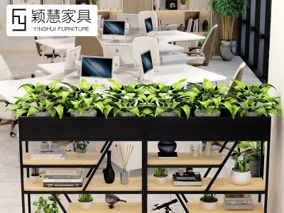 loft工业风实木隔断置物架 餐厅落地花架客厅展示办公室装饰架图2