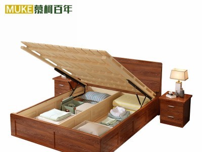 实木床双人床1.8米松木床现代简约1.5米主卧经济型高箱储物床原木