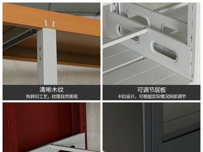 厂家批发钢制书架学校图书馆单双面书架阅览室双柱转印木护板书架图2