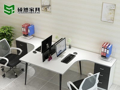 L型办公桌双人位转角员工桌2 4 6人屏风卡座公司职员桌简约电脑桌图3
