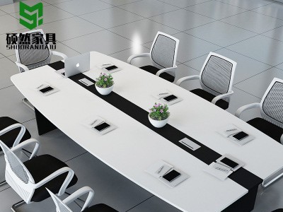 公司会议桌长桌简约现代培训桌小型6-10人椭圆弧形办公洽谈桌批发图4