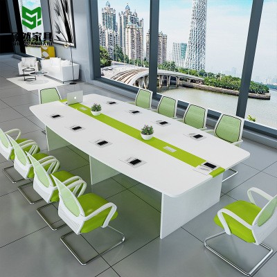 公司会议桌长桌简约现代培训桌小型6-10人椭圆弧形办公洽谈桌批发