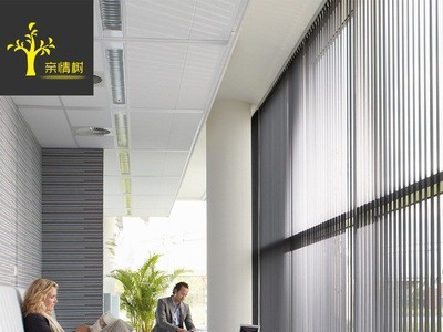 竖百叶窗帘办公室落地窗阳台电动遮阳遮光窗帘垂直帘左右开合定制图2