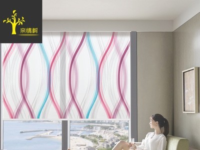 杭州厂家定做金银丝提花半遮光卷帘窗帘办公室工程酒店家居专用图3