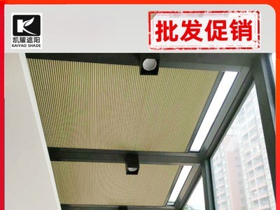 工厂直营阳光房顶棚电动遮阳帘蜂巢帘遮光防晒隔热手动电动天棚帘图5