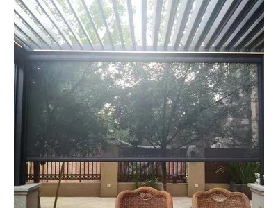 厂家批发电动防风喷绘卷帘 定制阳台凉亭电动透景隔热卷帘窗帘图2