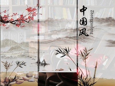 中国风禅意印花卷帘窗帘自动升降隔断拉帘遮光客厅茶室水墨画定制图3