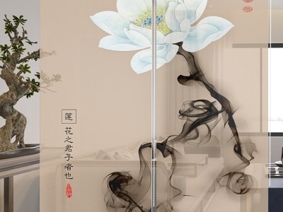 中国风禅意印花卷帘窗帘自动升降隔断拉帘遮光客厅茶室水墨画定制图5