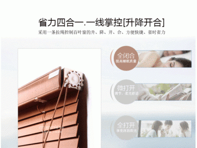 工厂直销新款木百叶帘会议室书房调光实木百叶帘电动DV40木百叶帘图2