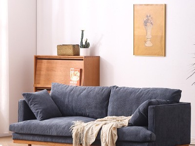 北欧沙发小户型现代简约客厅三人位贵妃组合樱桃木实木架布艺沙发