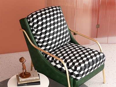 北欧单人沙发现代休闲椅客厅轻奢懒人沙发老虎椅简约格子创意沙发