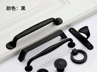 厂家直销实心单孔家具五金配件抽屉柜门把手美式黑色橱柜衣柜拉手图2