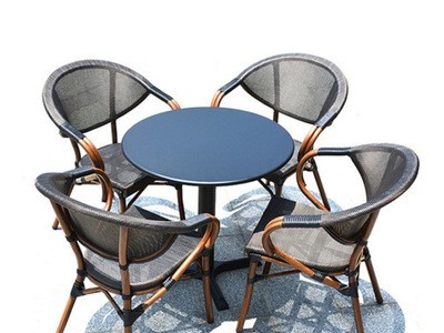 户外藤椅三件套 户外咖啡厅桌椅组合 北欧户外咖啡桌椅