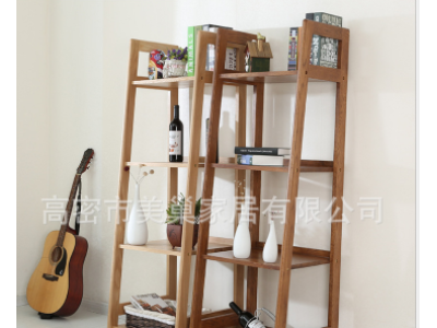 北欧简约实木储物架 橡木 客厅 展示架 书房 简易落地多层置物架图5