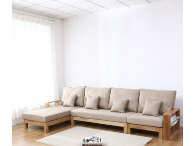 北欧实木拐角沙发 橡木 转角布艺可拆洗沙发 客厅 拐角沙发组合