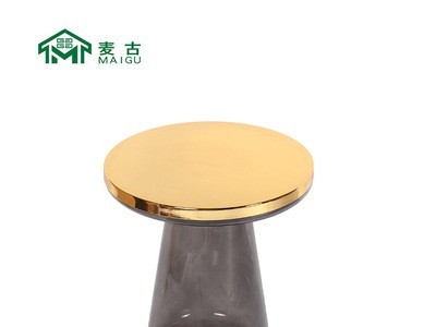 麦古 北欧现代简约设计师茶几圆形玻璃茶几沙发边几客厅角几图2