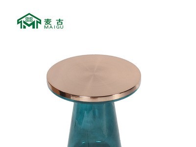 麦古 北欧现代简约设计师茶几圆形玻璃茶几沙发边几客厅角几图3