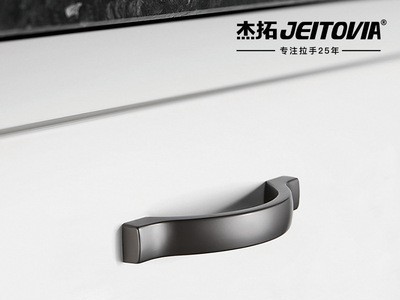 杰拓铁灰现代简约橱柜拉手家具衣柜抽屉拉手单孔轻奢锌合金拉手图4