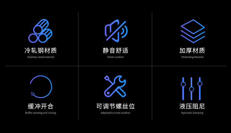枪色铝框缓冲门铰链