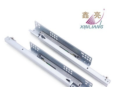 托底隐藏式导轨 二节自吸阻尼静音缓冲轨道滑道橱柜滑轨家具五金图3