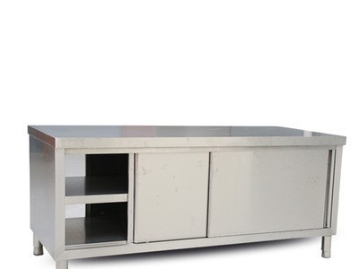 不锈钢拉门工作台 定做厨房操作拉门打荷台 不锈钢加厚操作台图5