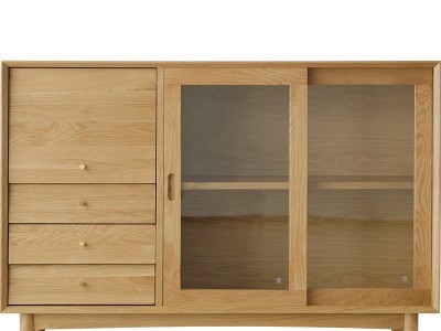 厂家直销白橡木家具现代简约厨房储物柜 定制橱柜 北欧实木餐边柜