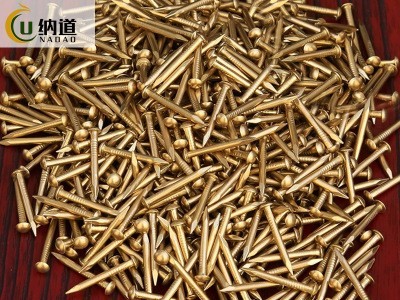 纯铜家具紧固配件圆头纯铜钉子仿古金色黄铜钉子画装饰圆头小铜钉图3