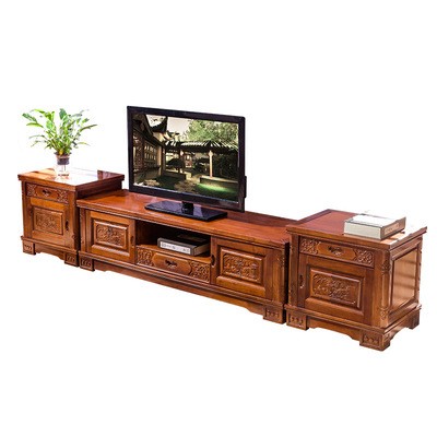中式电视柜组合墙柜子客厅储物实木家具地柜香樟木小户型电视机柜